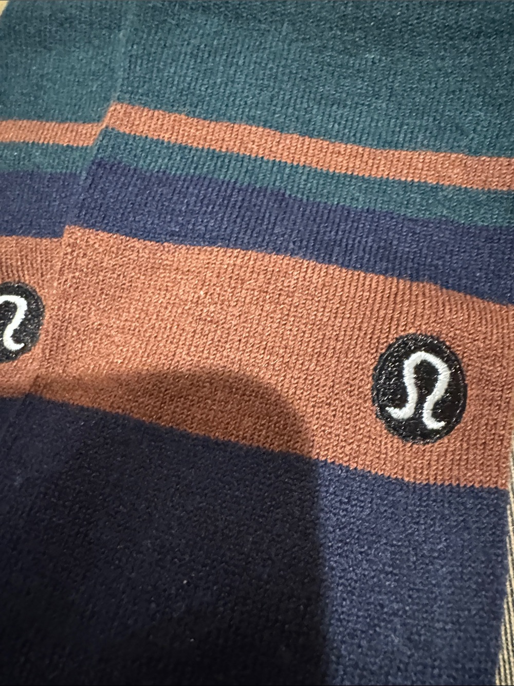 lululemon athletica Men's Striped Crew Socks - Blue/Green/Brown - Picture 2 of 2
